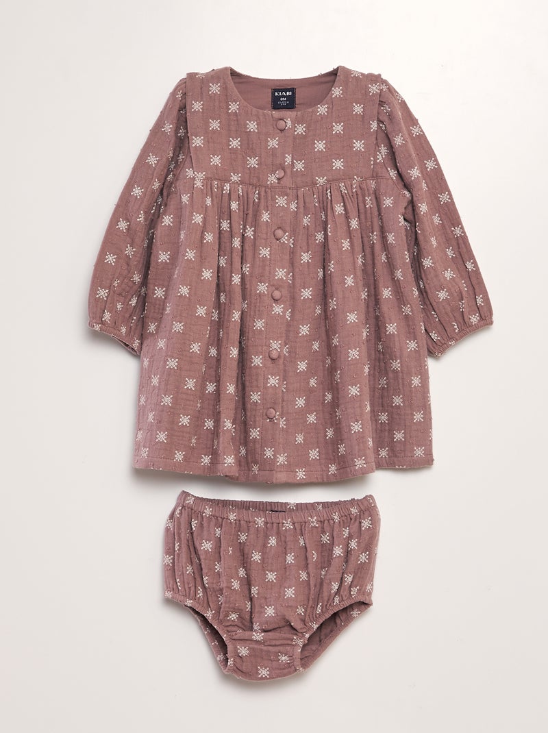 Vestido a ponto cheio e cuecas a condizer - 2 peças ROSA - Kiabi