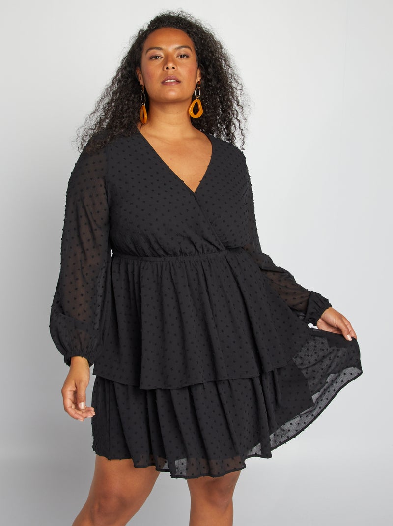 Vestido a ponto cheio Preto - Kiabi