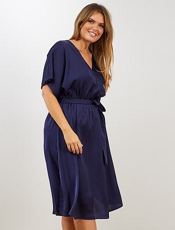 Vestido acetinado cruzado - Kiabi