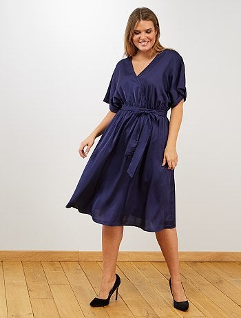 Vestido acetinado cruzado - Kiabi