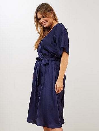 Vestido acetinado cruzado - Kiabi