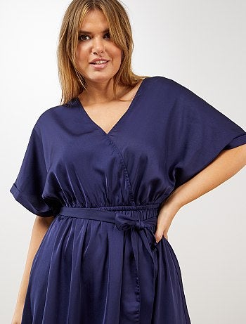 Vestido acetinado cruzado - Kiabi