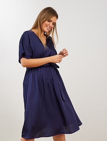 Vestido acetinado cruzado - Kiabi