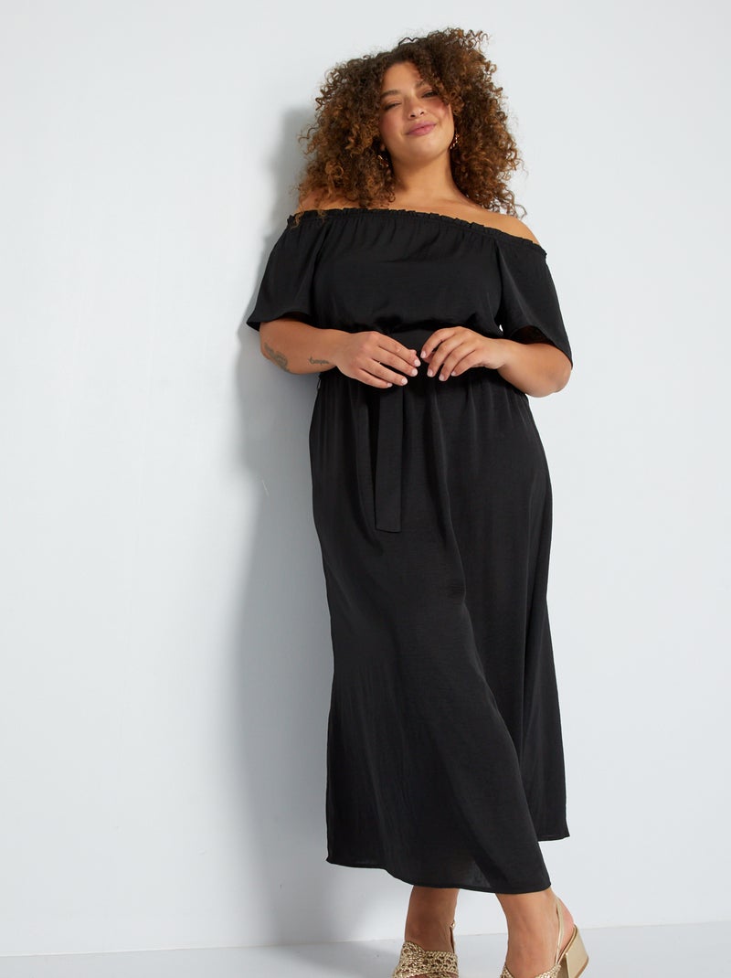 Vestido acetinado Preto - Kiabi