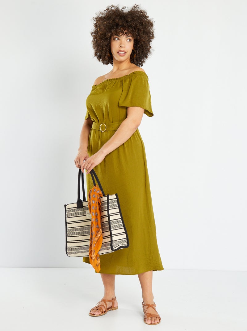 Vestido acetinado VERDE - Kiabi