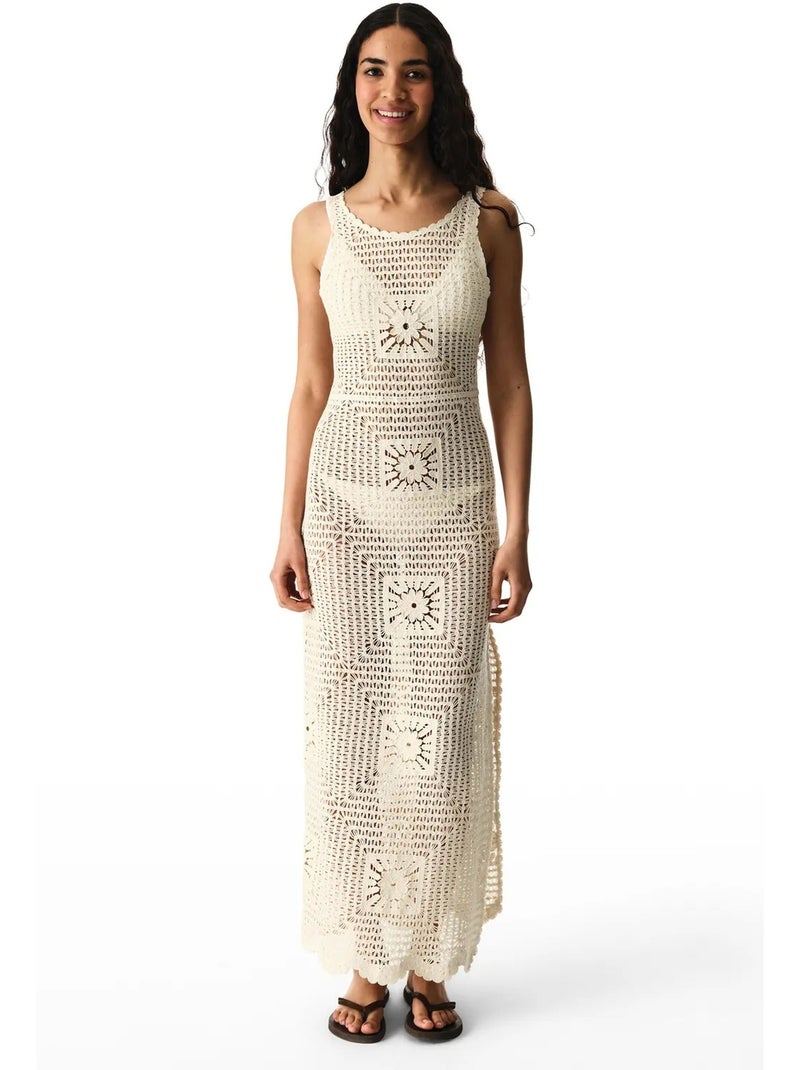Vestido aegean com padrão ajurado penti Branco sujo - Kiabi