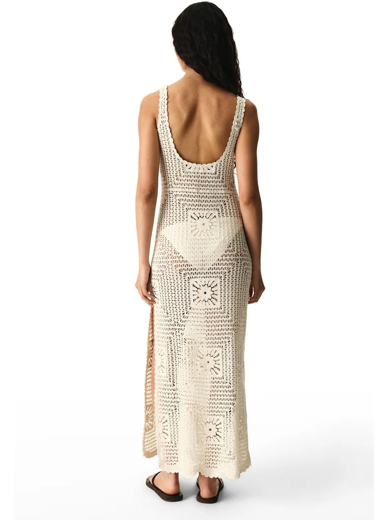 Vestido aegean com padrão ajurado penti Branco sujo - Kiabi