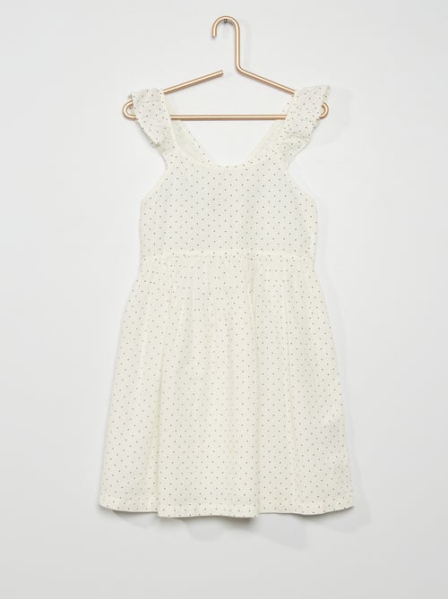 Vestido às pintas e alças com folhos - Kiabi
