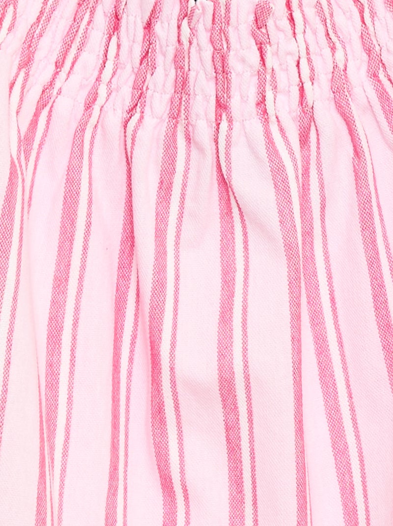 Vestido às riscas com alças Rosa - Kiabi