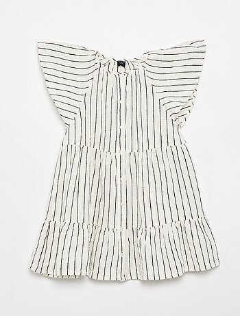Vestido às riscas com corte evasé