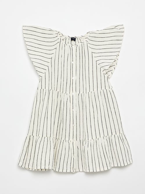 Vestido às riscas com corte evasé - Kiabi