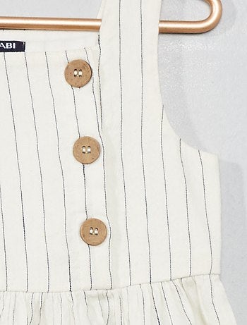 Vestido às riscas com detalhes nos botões - Kiabi