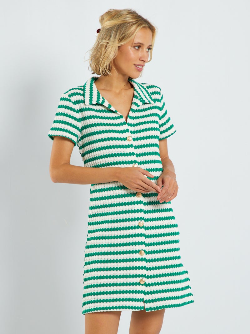 Vestido s riscas com malha em relevo - VERDE - Kiabi - 22.00
