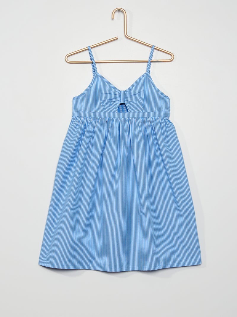 Vestido às riscas em algodão AZUL - Kiabi