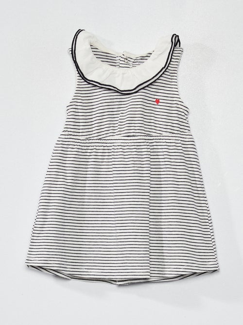 Vestido às riscas em algodão - Kiabi