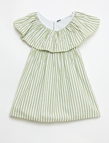 Vestido às riscas em algodão