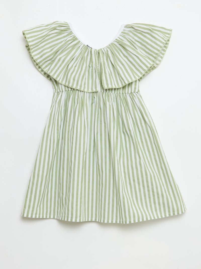 Vestido às riscas em algodão Verde - Kiabi