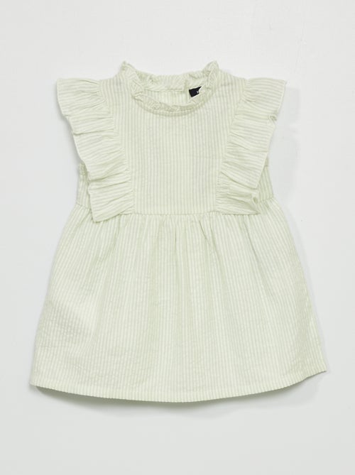 Vestido às riscas em algodão - Kiabi