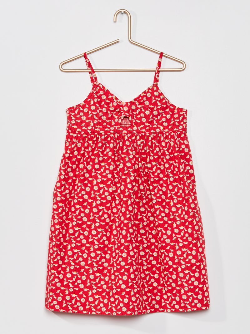 Vestido às riscas em algodão VERMELHO - Kiabi