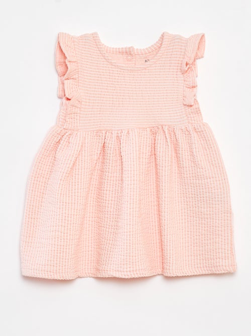Vestido às riscas em seersucker - Kiabi