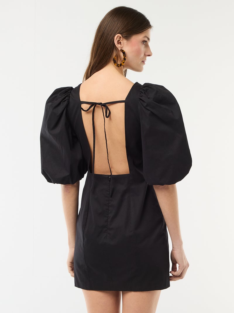Vestido balonê de manga curta Preto - Kiabi
