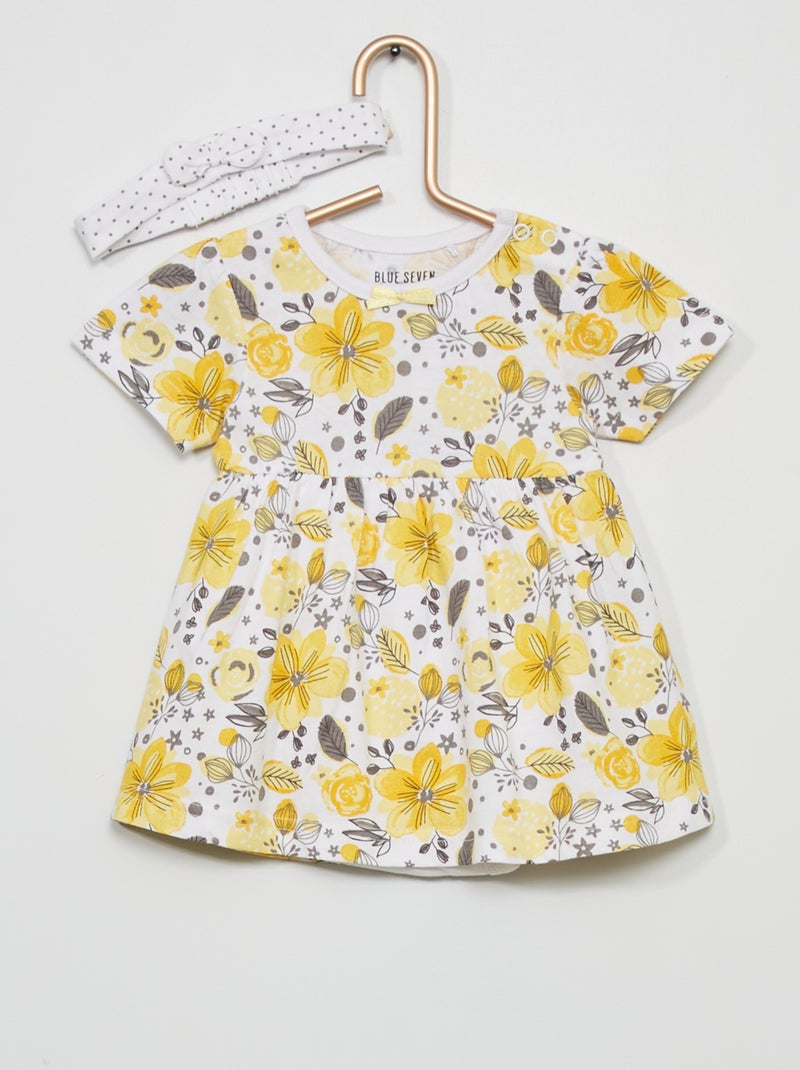 Vestido + bandolete Branco/ Amarelo - Kiabi