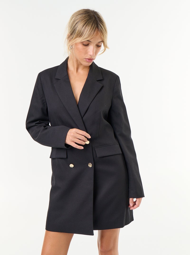 Vestido blazer midi com botões dourados Preto - Kiabi