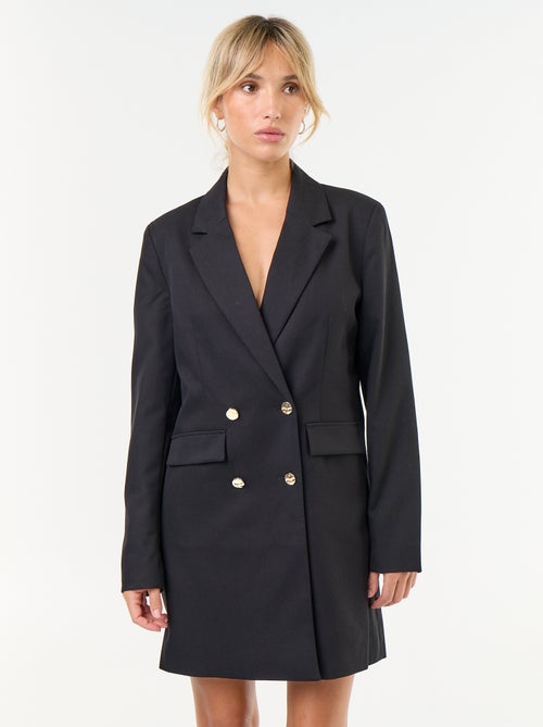 Vestido blazer midi com botões dourados - Kiabi Vestido blazer midi com botões dourados - Kiabi