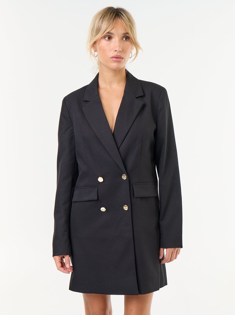 Vestido blazer midi com botões dourados Preto - Kiabi