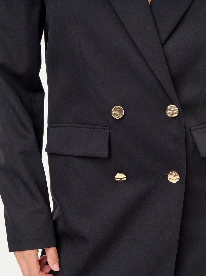 Vestido blazer midi com botões dourados Preto - Kiabi