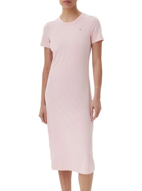 Vestido Bodycon Canelado Rosa Tommy Hilfiger para Mulher - Kiabi Vestido Bodycon Canelado Rosa Tommy Hilfiger para Mulher - Kiabi
