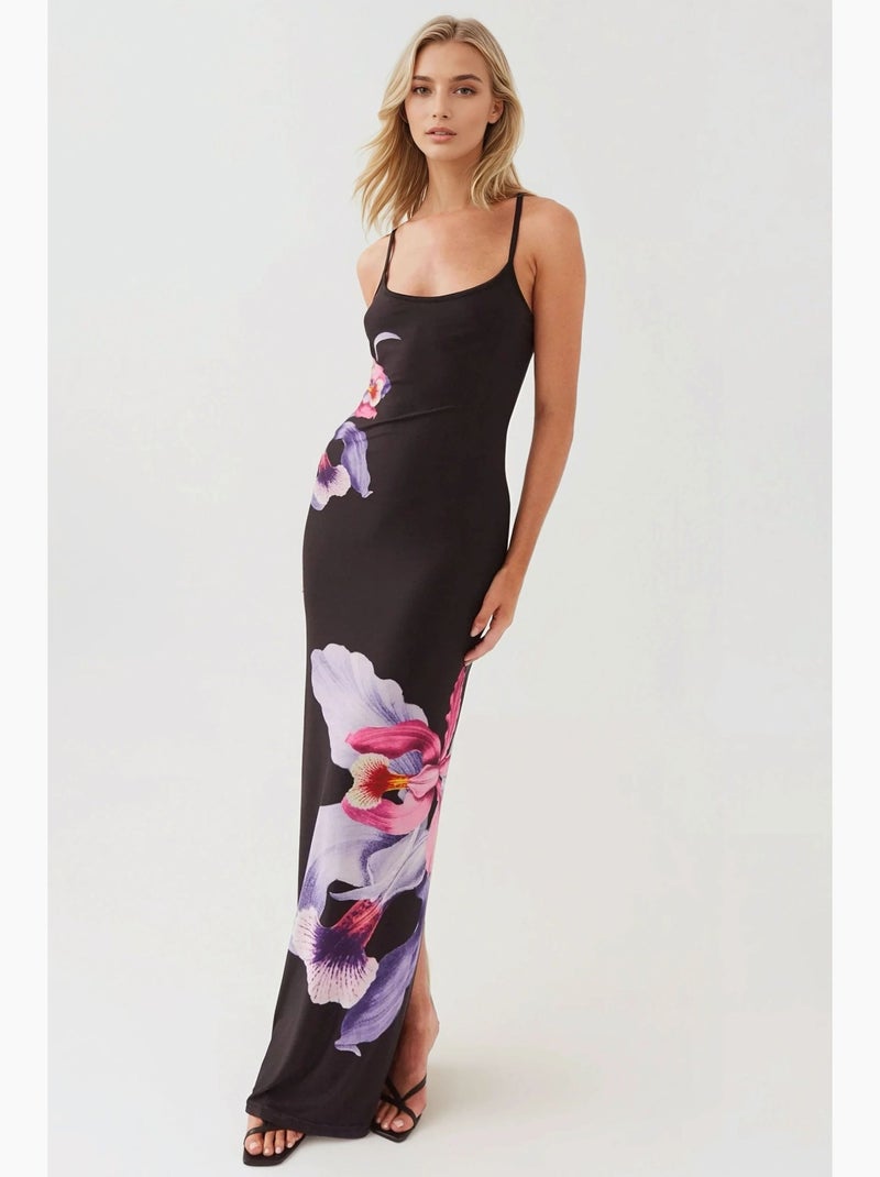 Vestido bodycon floral com decote quadrado hiccup Preto - Kiabi