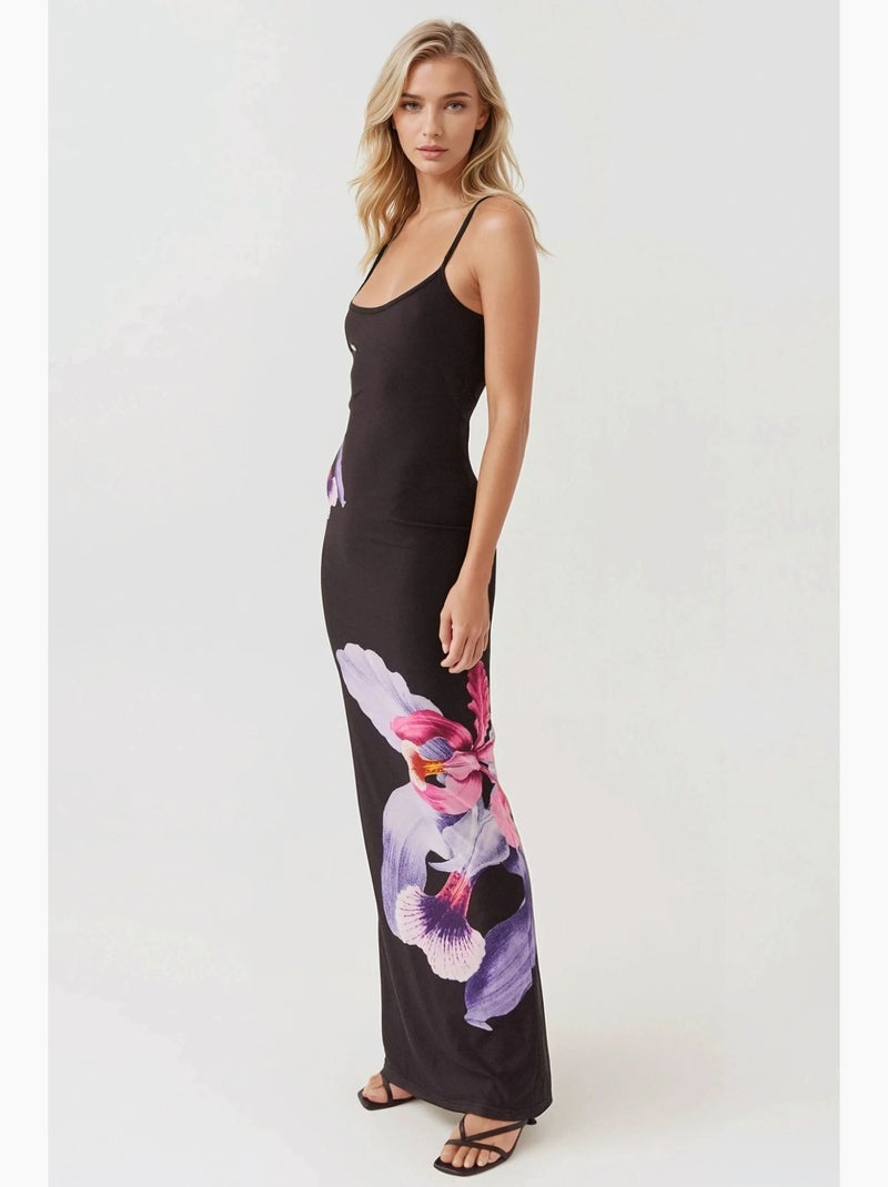 Vestido bodycon floral com decote quadrado hiccup Preto - Kiabi