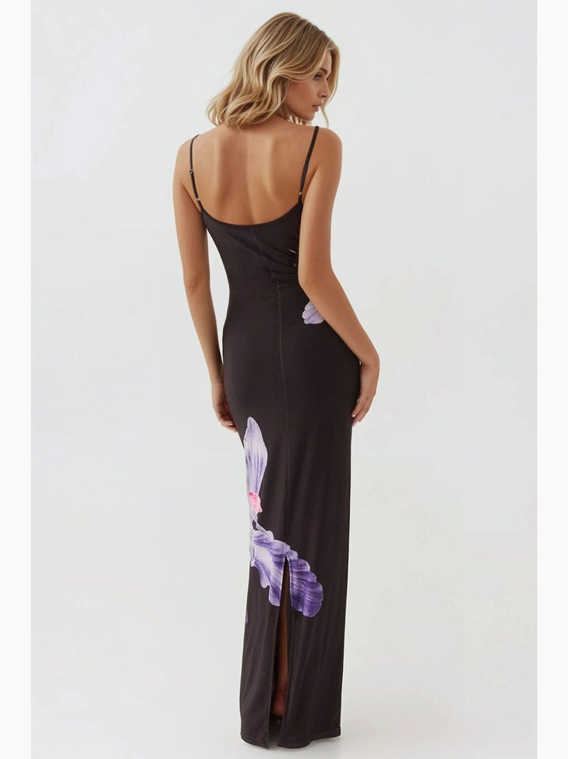 Vestido bodycon floral com decote quadrado hiccup Preto - Kiabi