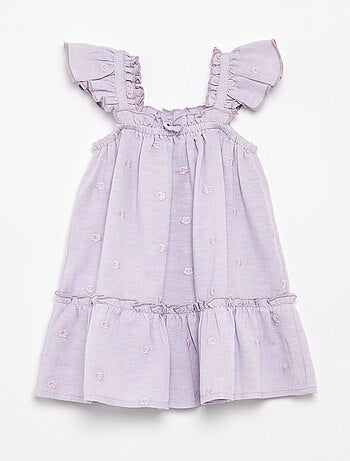 Vestido bordado sem mangas de algodão
