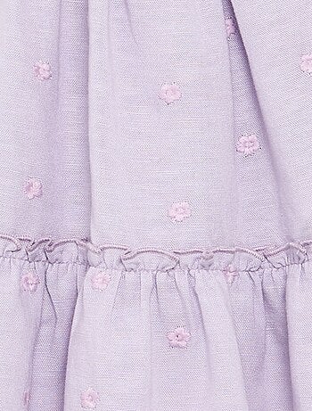 Vestido bordado sem mangas de algodão