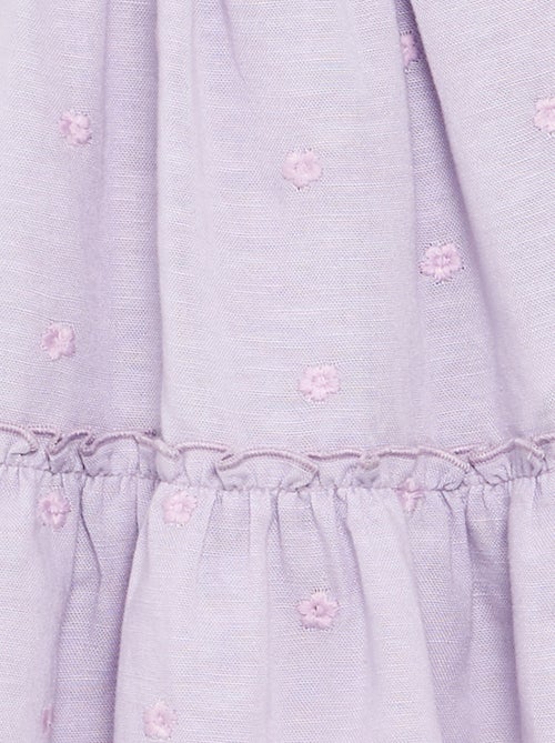 Vestido bordado sem mangas de algodão - Kiabi