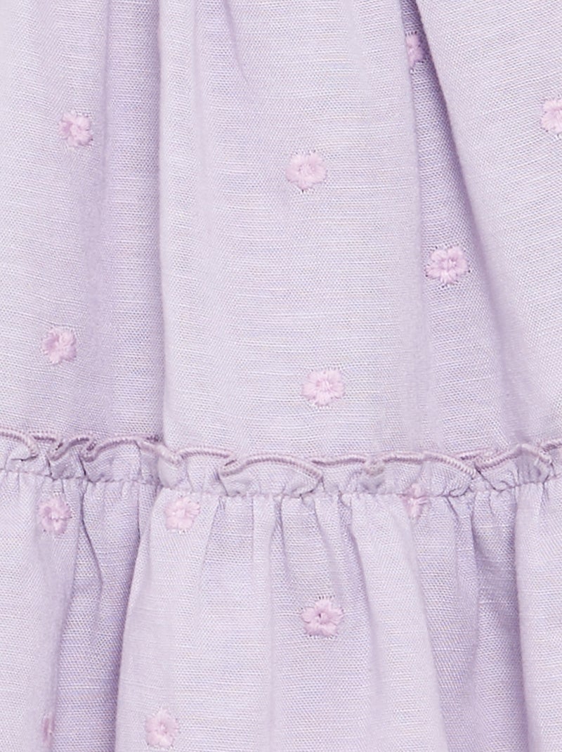 Vestido bordado sem mangas de algodão Violeta - Kiabi