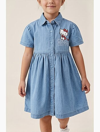 Vestido calças de ganga hello kitty azul menina | licença oficial