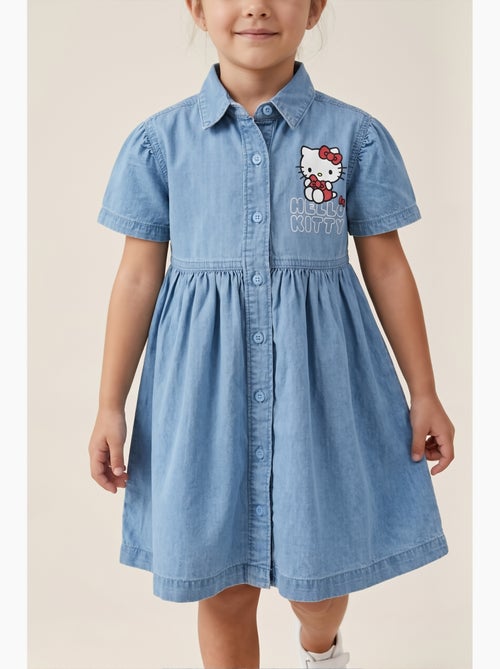 Vestido calças de ganga hello kitty azul menina | licença oficial - Kiabi Vestido calças de ganga hello kitty azul menina | licença oficial - Kiabi