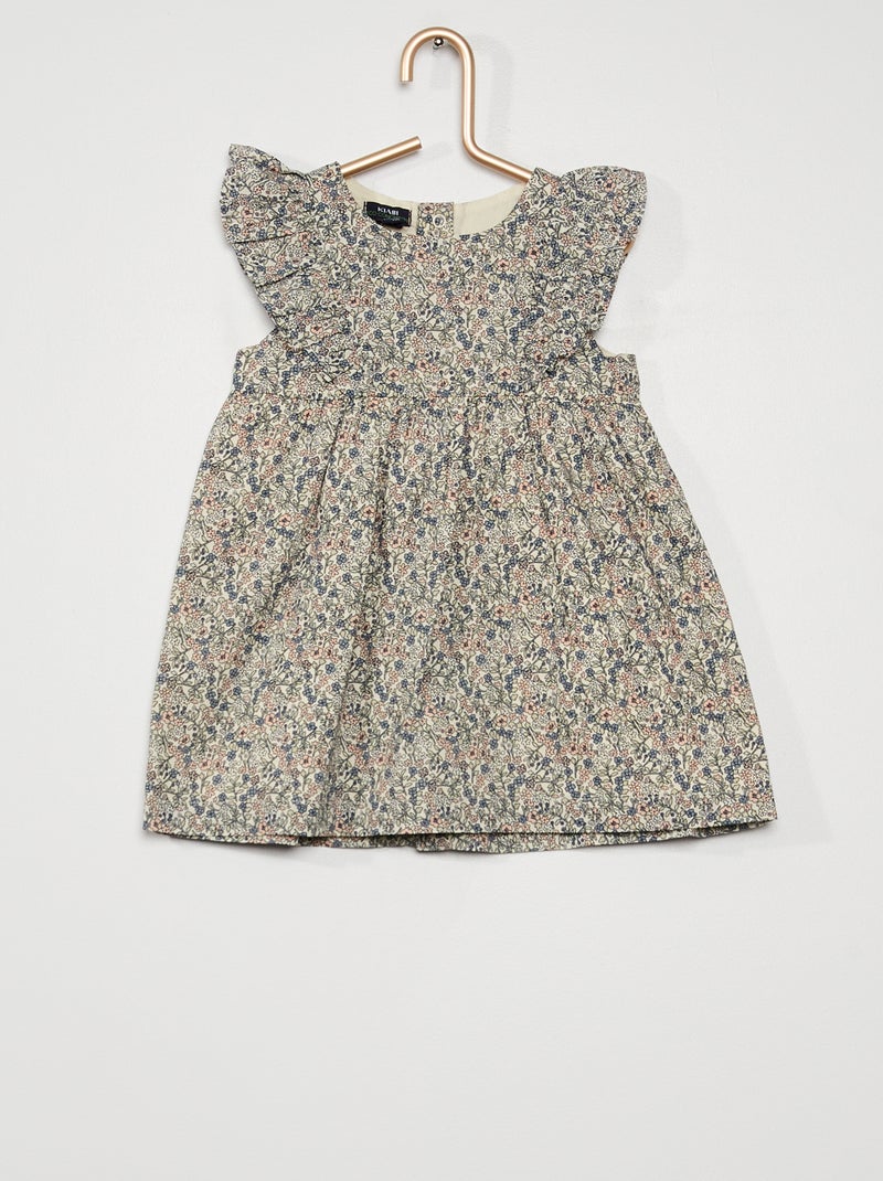 Vestido + calções bloomer estampados bege/azul - Kiabi