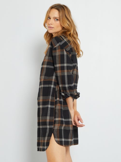 Vestido-camisa aos 'quadrados' - Kiabi