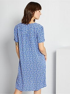 Vestido-camisa às flores - Kiabi