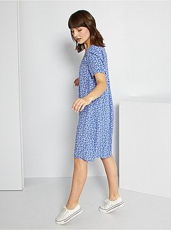 Vestido-camisa às flores - Kiabi