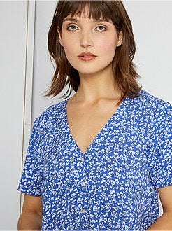 Vestido-camisa às flores - Kiabi