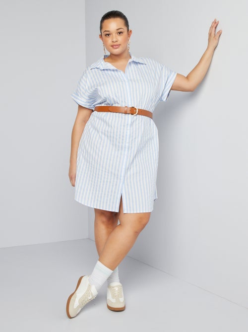 Vestido camisa às riscas - Kiabi