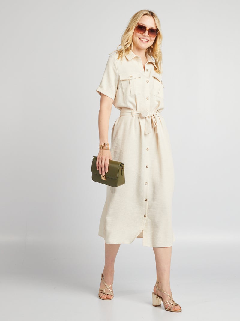 Vestido-camisa BEGE - Kiabi