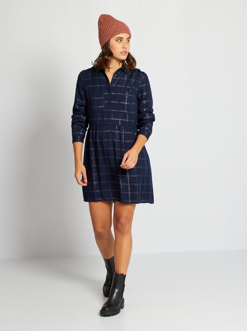 Vestido-camisa cintado - Kiabi