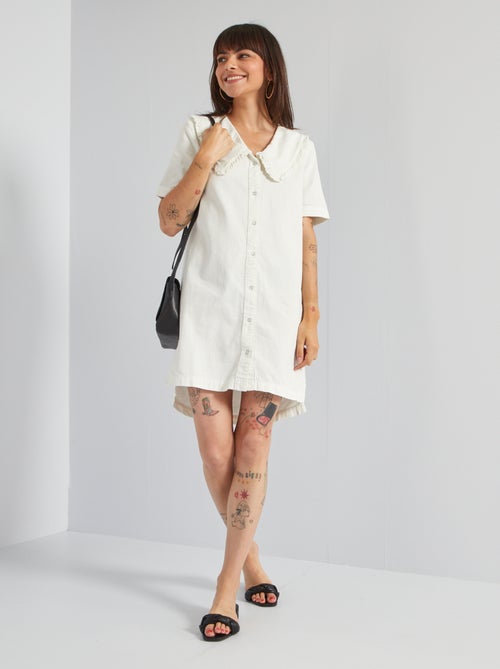 Vestido-camisa com gola em ganga - Kiabi