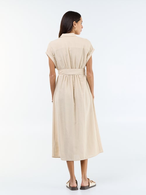 Vestido camisa comprido de manga curta - Kiabi